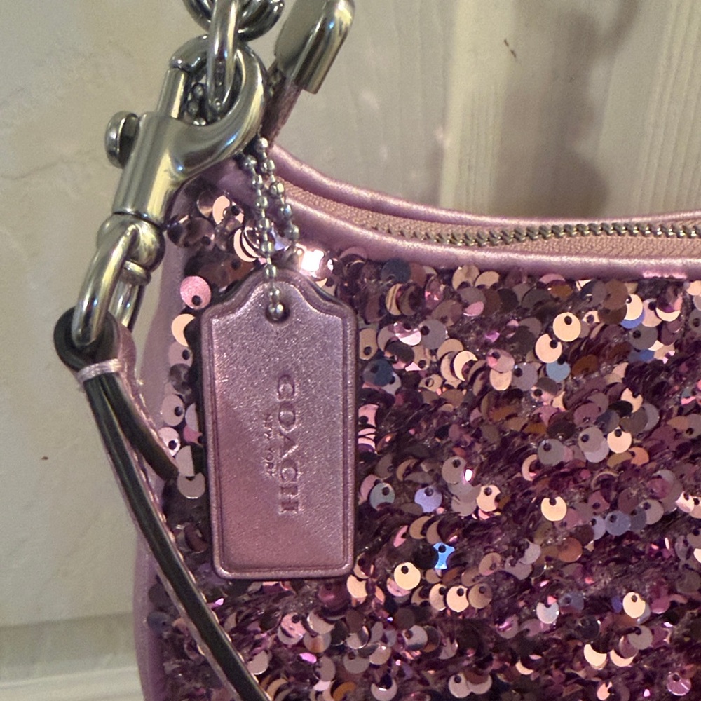 NWOT Coach Sequin Shoulder & Crossbody Bag- Pink/Lavender Sparle - Picture 2 of 14